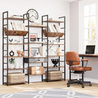 NUMENN Bookcases and Bookshelves Triple Wide 6 Tier Bookshelf, Large Etagere - Image 4