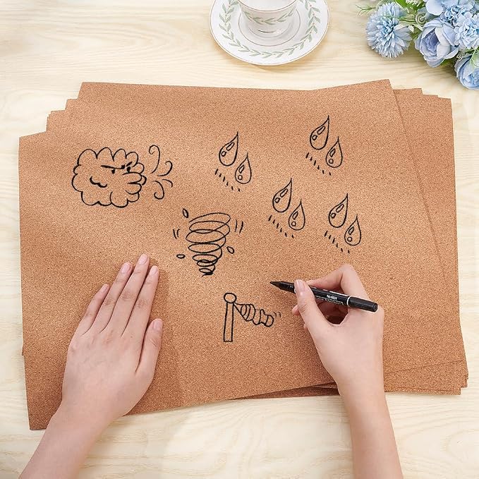 BENECREAT 10 Pack 17.7x13.8 Self-Adhesive Cork Sheets Rectangle Insulation Cork - Image 3