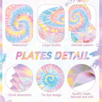 Pickmesh 400 Pcs Tie Dye Party Supplies Set Pastel Include Disposable Paper - Image 2