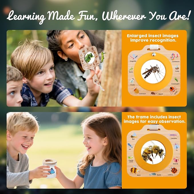 Wooden Insect Observation Kit for Kids, Insect Habitat Cage, Butterfly Net - Image 6