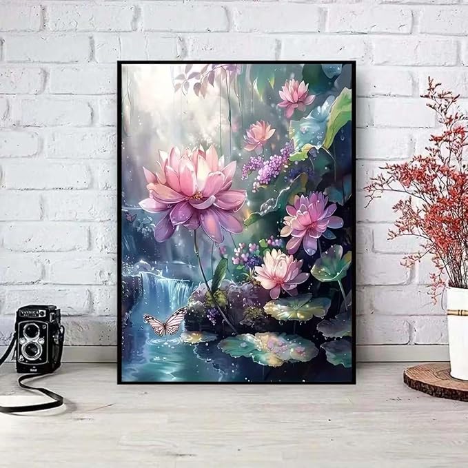SHICERNHJ 5D Diamond Art Kits for Adults, Lotus Flower Diamond Painting Kits - Image 2