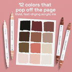 ARTISTRO 12 Skin Tones Dual-Tip Acrylic Paint Markers – Paint Pens Set - Image 2