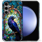 for Samsung Galaxy S24 Plus Case, Crow Faux Stained Glass Pattern Glossy 2 in 1 - Image 2