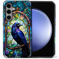 for Samsung Galaxy S25 FE Case, Crow Faux Stained Glass Pattern Glossy 2 in 1 by Teonvpu
