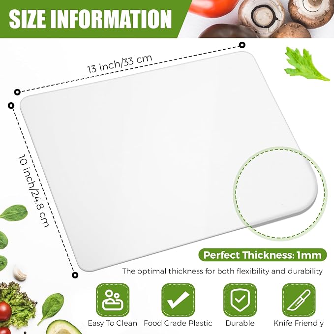 Hushee 60 Count Disposable Cutting Board Sheets 10 x 13 Inch Flexible Plastic - Image 2