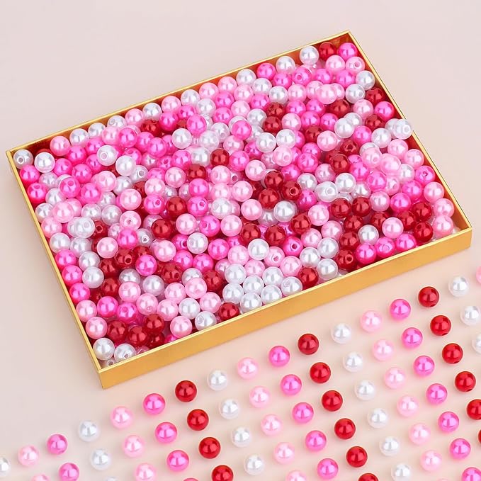 DUQGUHO 6mm Valentines Beads for Bracelet, Valentines Day Plastic Pearls for - Image 4