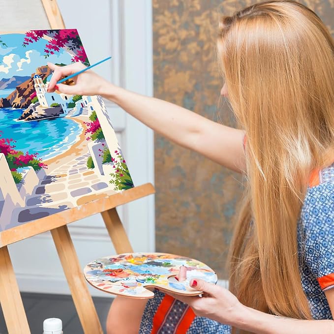 Mrnsiet Paint by Number for Adults Beginners, Easy Seaside Town Paint by - Image 5