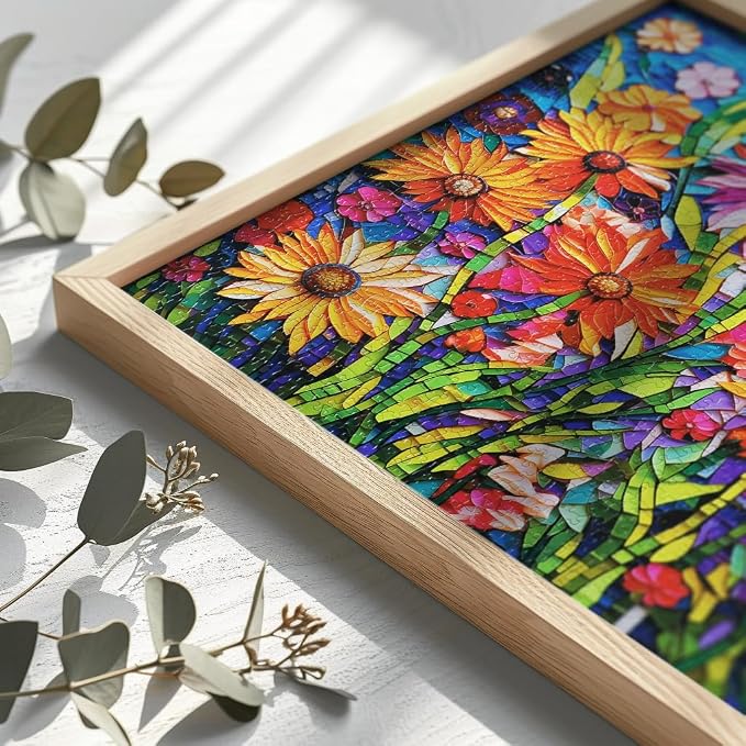 Bgraamiens-Mosaic Art Flowers-1000 Pieces Puzzle - Image 3