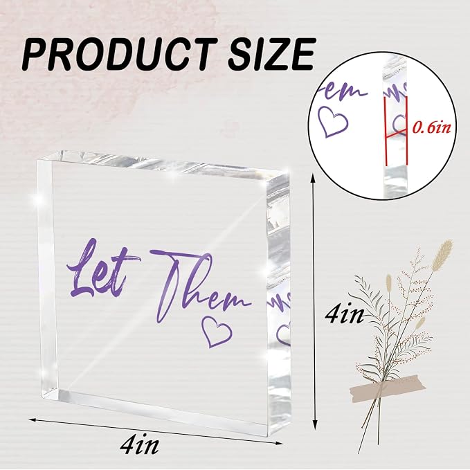 Let Them - Purple 4 Inch Acrylic Desktop Sign, Office and Cubicle Decor - Image 2