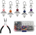 180Pcs DIY Angel Pendant Keychains Kit Includes Alloy Wing Spacer Imitated Bead by Unknown