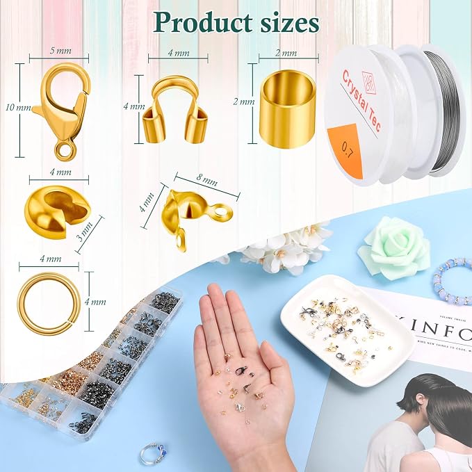 Acejoz 2165 Pcs Crimp Beads for Jewelry Making, Incliding Crimp Bead Covers - Image 3