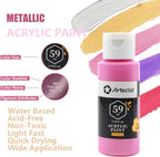 Artecho Acrylic Paint Set, 12 Metallic Colors Bottles Art Craft Paints - Image 4