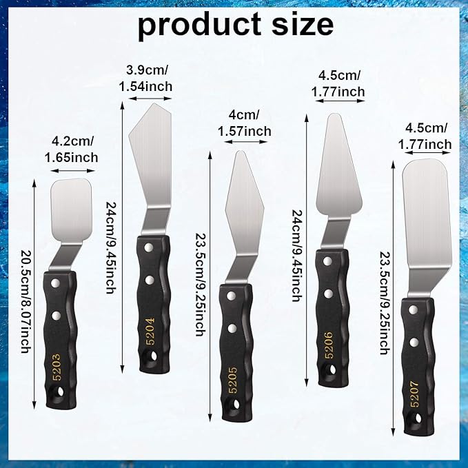 5-piece Large Palette Knife Set Stainless Steel Painting Knives - Image 3