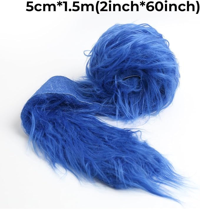 Shaggy Plush Faux Fur Fabric Precut Strips Sapphire Blue Fur Fluffy Fuzzy Craft - Image 2