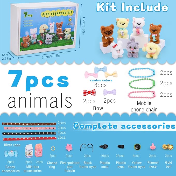 ZXIIXZ 104 Pcs Pipe Cleaners Craft, Cute Large Plush Pipe Cleaner Supplies Kit - Image 2