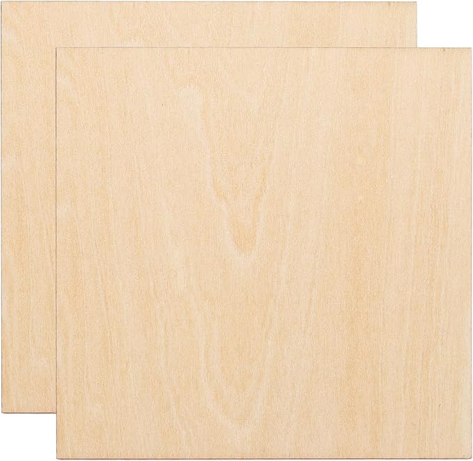HARFINGTON 2pcs 3mm Basswood Plywood Sheets 4" x 4" x 1/8" Thin Unfinished by HARFINGTON