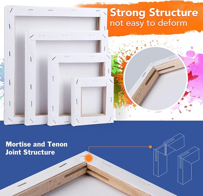 Stretched Canvases for Painting, Acid-Free Wood Frame Blank Canvas, Art Canvas - Image 3