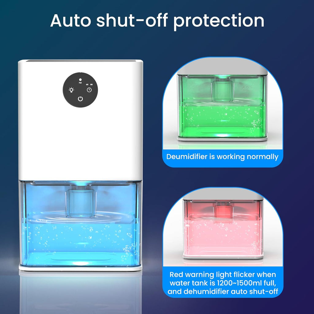 Dehumidifier, 50 OZ Small Dehumidifiers for Room for Home, Quiet with Auto Shut Off, Dehumidifiers for Bedroom (300 sq. ft), Bathroom, RV, Closet