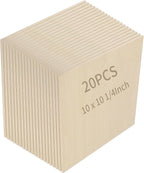 JEUIHAU 20 PCS 10 x 10 Inch Basswood Sheets, 1/4 Inch Thick Square Plywood by JEUIHAU