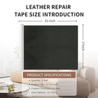 Leather Repair Patch Tape, Gloss Black 17 x 61 Inches Self Adhesive Leather - Image 2