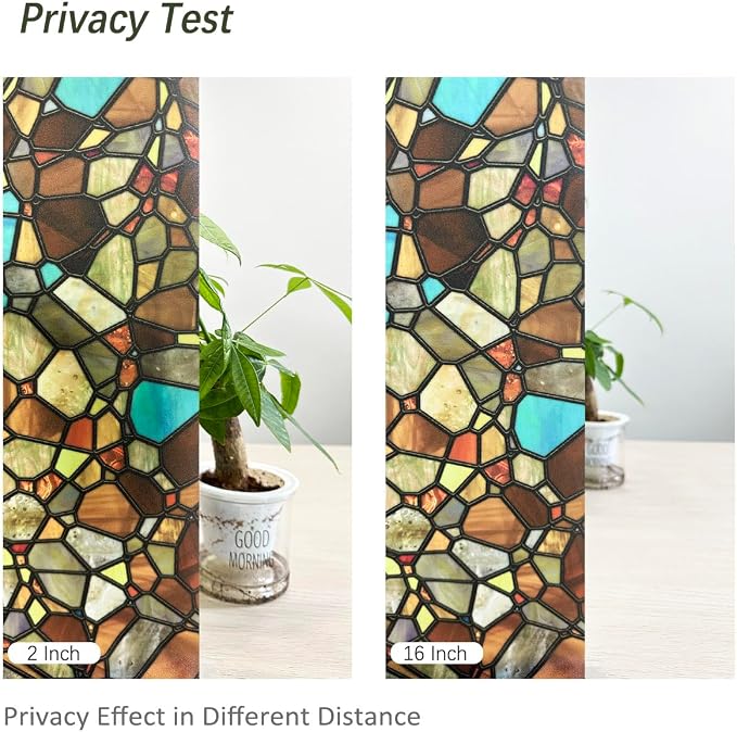 funlife Original Hand-Drawn Privacy Stained Glass Window Film, Single Sided - Image 4