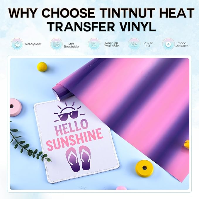 Tintnut Purple Pink Gradient Heat Transfer Vinyl Roll, stretch washable - Image 3