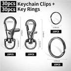 LEOBRO 60 PCS Lobster Claw Clasps and Key Rings, Keychain Clips and Key Chain - Image 3