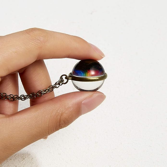 Yocoyee Galaxy Planet Pendant Necklace Glow in Dark Double Side Glass Crystal - Image 5