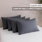 MINIPANDA Dark Grey Pillow Cases Set of 4 Queen Size - Image 2