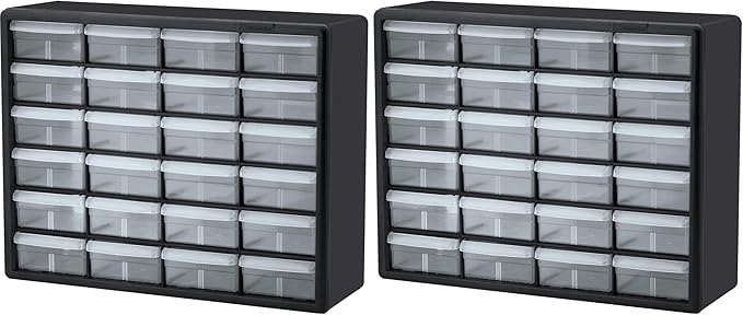 Akro-Mils 24-Drawer Plastic Storage Cabinet | 20" W x 6" D x 16" H | Black | by Akro-Mils