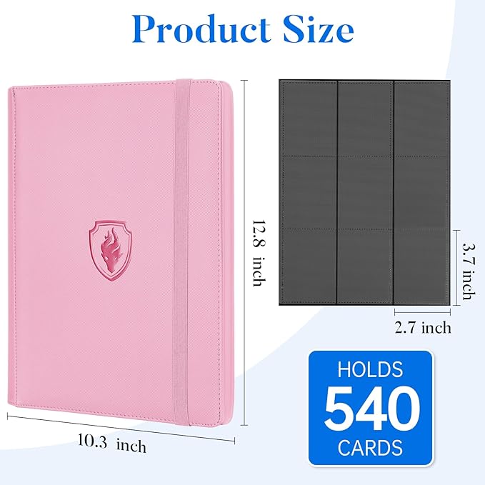 Premium 9 Pocket Card Binder for 540 Cards, Fabmaker PU Cover Trading Card - Image 6