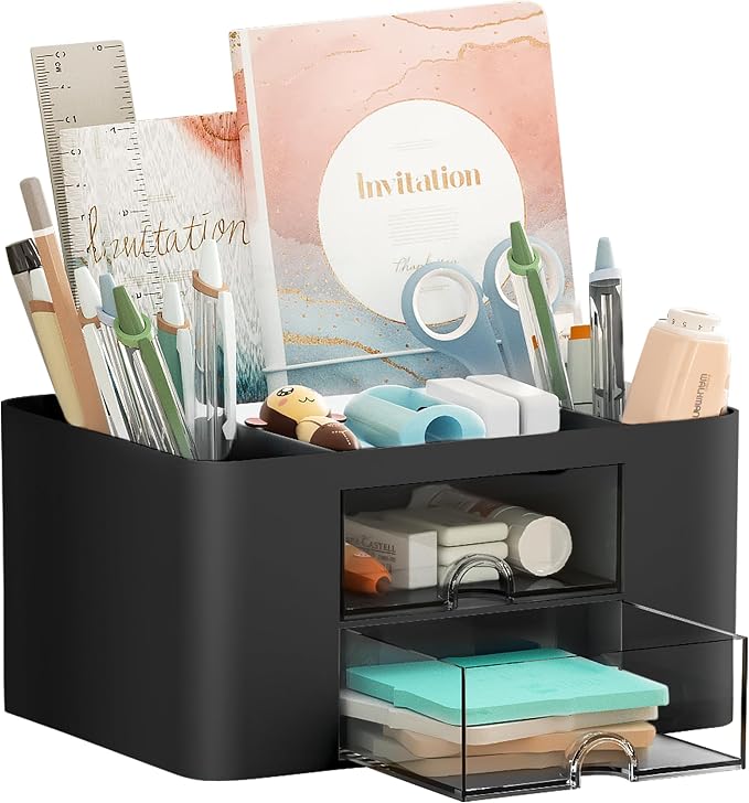 Marbrasse Pen Organizer with 2 Drawer, Desk Organizers and Accessories with 5 by Marbrasse