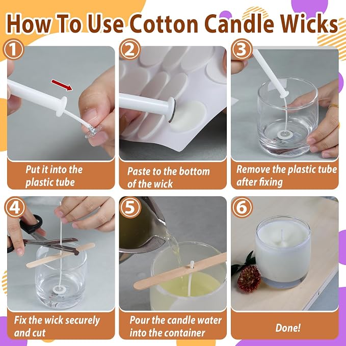 Multiwins 130 Pcs Candle Wicks for Candle Making Kit: 100 Cotton & 30 Wood Wicks - Image 8