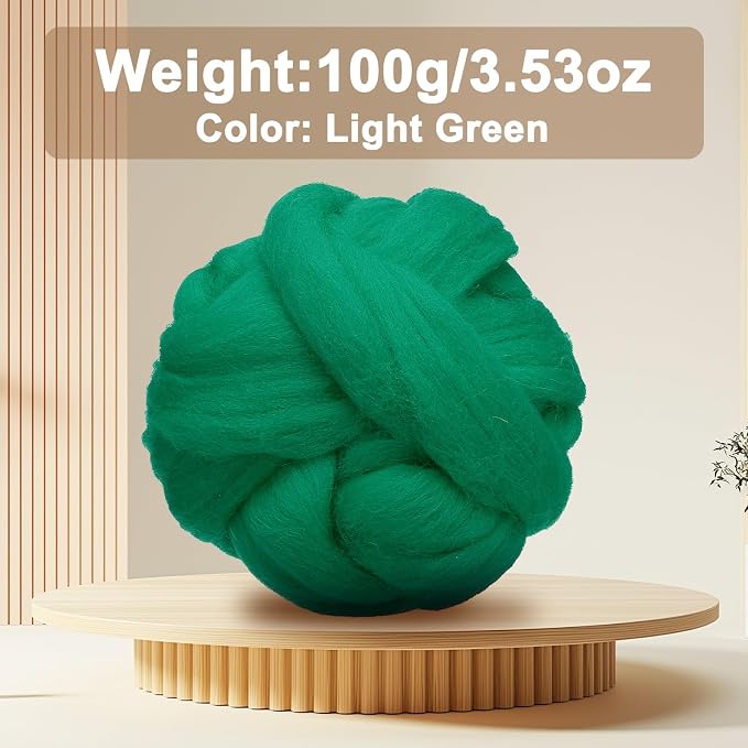 uxcell 3.53oz Wool Roving Yarn, Needle Felting Wool Fiber DIY Craft Needle Wet - Image 2
