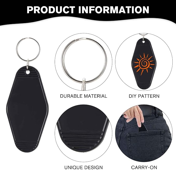 Yoption 20pcs Blank Motel Keychain Bulk - Image 4