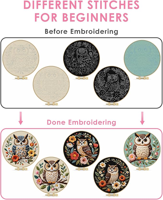 TINDTOP 5 Pack Embroidery Kit for Adult, Embroidery DIY Starter Kit, - Image 3