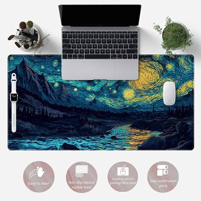 Misty Forest Desk Pad Mat Vincent Van Gogh XL Mouse Pad Gaming Playmat Large - Image 6