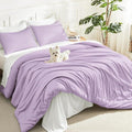 Litanika Lavender Purple Comforter Full Size, 3 Pieces Lightweight Solid by Litanika