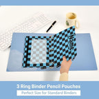 Custom Black Blue Checkered Pattern Pencil Pouch - Image 4