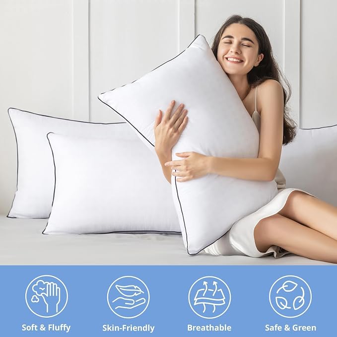 JOLLYVOGUE Pillows Queen Size Set of 2, Hotel Collection Bed Pillows - Image 2