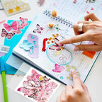 Imeepa 40Pcs Pink Butterfly Stickers Transparent Scrapbooking Stickers | PET - Image 7