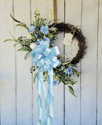 HUIHUANG Baby Blue Satin Wired Ribbon 1-1/2 inch Blue Wire Edge Ribbon - Image 4