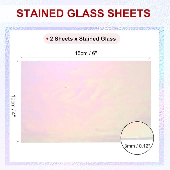 PATIKIL 4 x 6 Inch Transparent Stained Glass Sheets, 2 Sheets Mosaic Glass - Image 2
