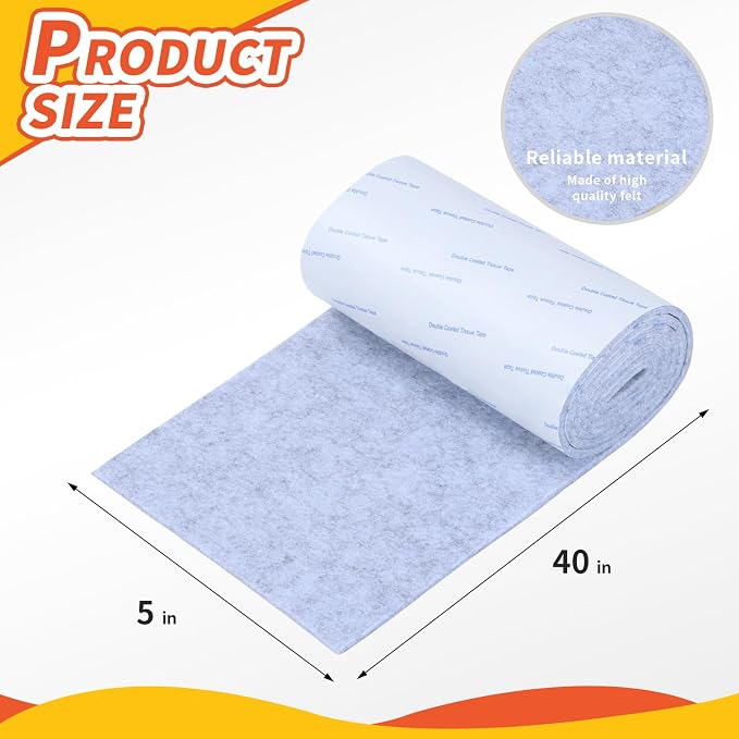 Felt Furniture Pads, Non Slip Self Adhesive Cuttable Felt Tape Gray Heavy Duty - Image 2
