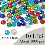FANTIAN 10 Pounds Fire Pit Glass, Mixed Color Gems, Decorative Flat Glass Rocks - Image 2
