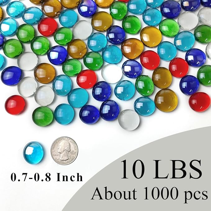 FANTIAN 10 Pounds Fire Pit Glass, Mixed Color Gems, Decorative Flat Glass Rocks - Image 2