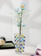 Magcolor Hand Painted Blue Woven Glass Vase -Crystal Flower Vase- 7.7 inch - Image 6