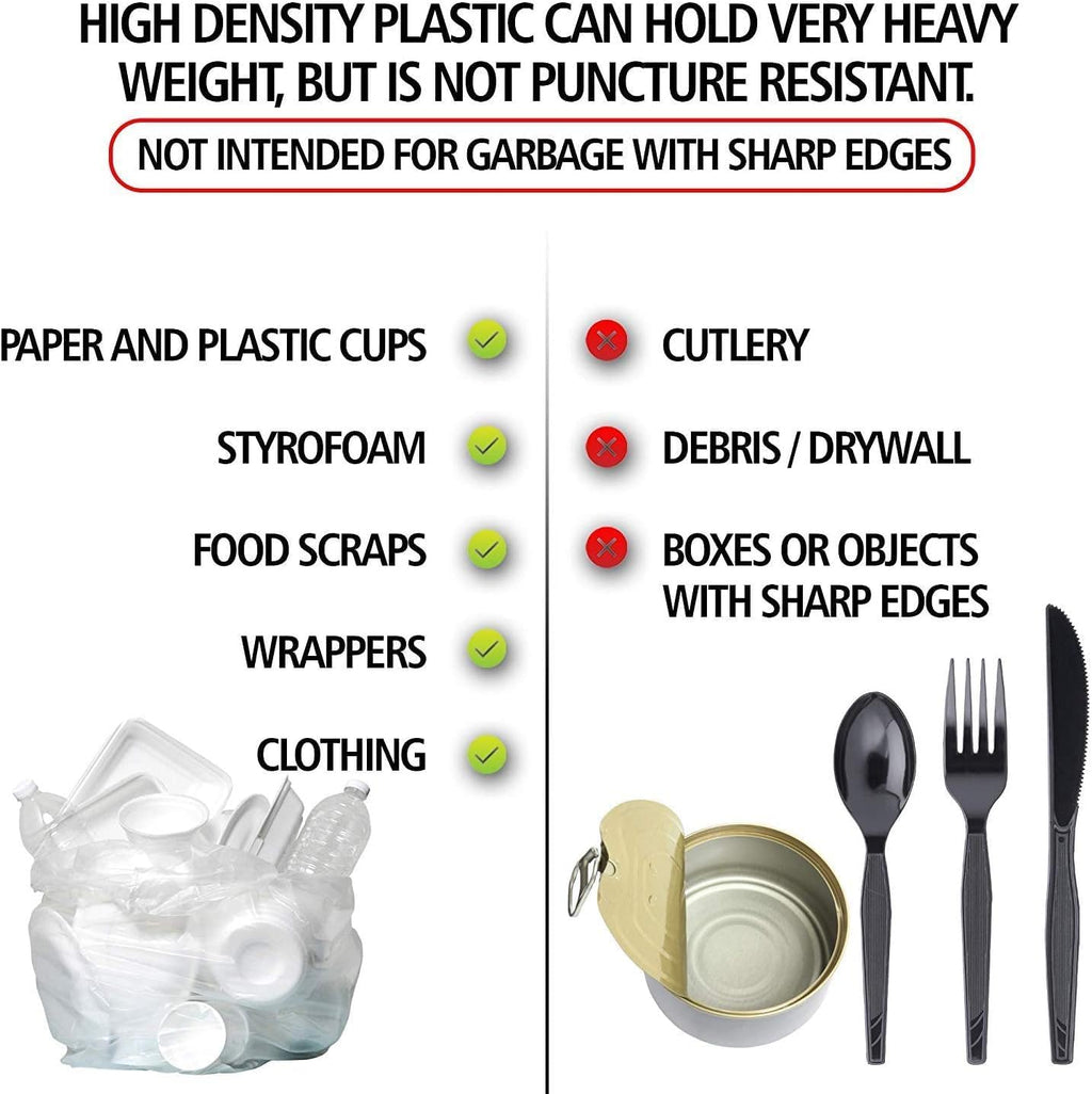 Aluf Plastics High Density Trash Bags, 16 Gallon, 1000 Count, 8 Micron (eq), 24" x 33", Clear, for Bathroom, Office, Industrial, Commercial, Janitorial, Municipal, Recycling