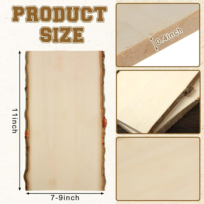 Briwooody 4 Pack Hollow Wood Plank Live Edge Woodslab Unfinished Wood Boards - Image 2