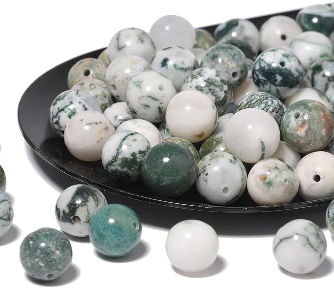 35pcs Round Loose Tree Agate Beads - Image 7